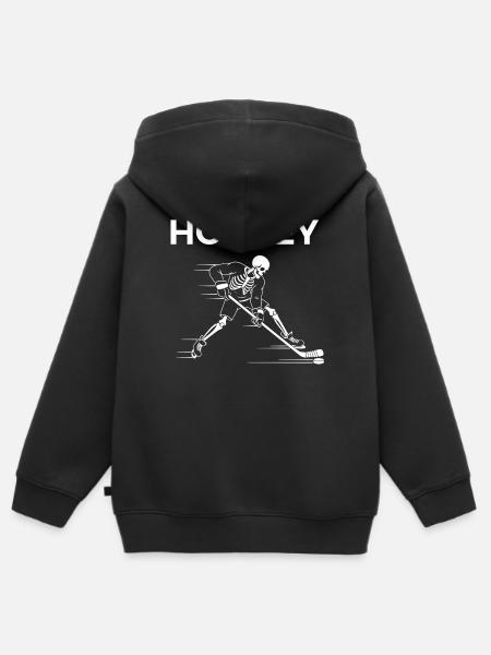 Skeleton spielt Hockey - Kinder Premium Organic Zip Hoodie - Schwarz