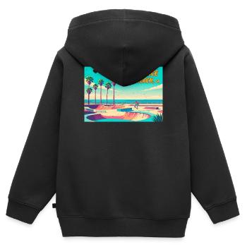 Patineur rétro de Venice Beach - Sweat Premium à capuche zippé enfant bio - noir - Dos - AI Model Kid Male (0cm)