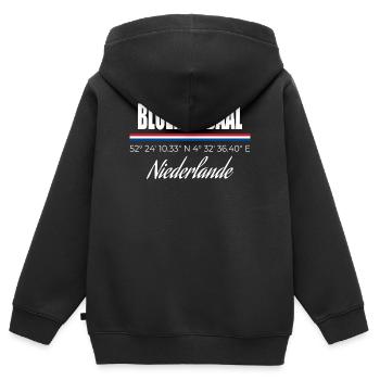 Bloemendaal - Kinder Premium Organic Zip Hoodie - Schwarz - Hinten - AI Model Kid Male (0cm)