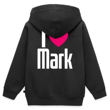 I Love Mark Pinkes Herz Ich liebe Mark - Kinder Premium Organic Zip Hoodie - Schwarz - Hinten - AI Model Kid Male (0cm)