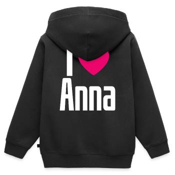 I Love Anna Pink Heart I Love Anna - Kids Premium Organic Zip-up Hoodie - black - Back - AI Model Kid Male (0cm)
