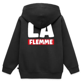 Faul - Kinder Premium Organic Zip Hoodie - Schwarz - Hinten - AI Model Kid Male (0cm)