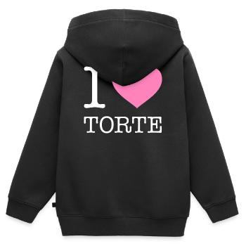 I love Torte - Kinder Premium Organic Zip Hoodie - Schwarz - Hinten - AI Model Kid Male (0cm)