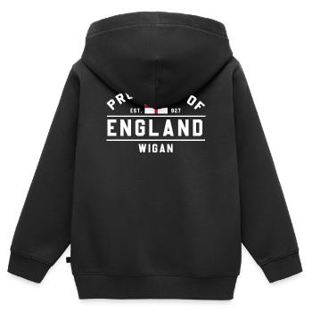 Englands Ruhm Vintage Wigan - Kinder Premium Organic Zip Hoodie - Schwarz - Hinten - AI Model Kid Male (0cm)