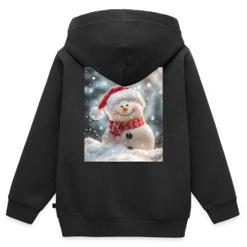 Schneemann - Kinder Premium Organic Zip Hoodie - Schwarz - Hinten - AI Model Kid Male (0cm)