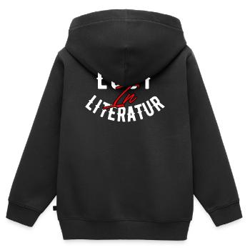 Typografie – Lost in Literature Design - Kinder Premium Organic Zip Hoodie - Schwarz - Hinten - AI Model Kid Male (0cm)