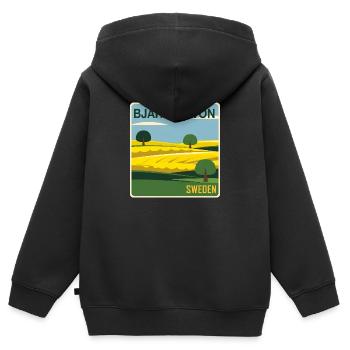 Bjärehalvön Campagne suédoise - Sweat Premium à capuche zippé enfant bio - noir - Dos - AI Model Kid Male (0cm)