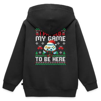 Ich habe mein Spiel pausiert, um hier zu sein Gaming Christmas Gamer - Kinder Premium Organic Zip Hoodie - Schwarz - Hinten - AI Model Kid Male (0cm)