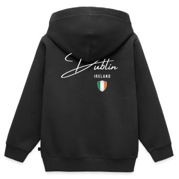 Dublin Irlande, design élégant Dublin - Sweat Premium à capuche zippé enfant bio - noir - Dos - AI Model Kid Male (0cm)
