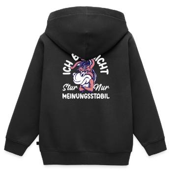 Nicht stur nur Meinungsstabil - Kinder Premium Organic Zip Hoodie - Schwarz - Hinten - AI Model Kid Male (0cm)