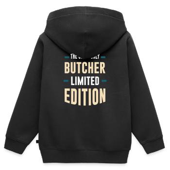 L’édition limitée The Only Butcher - Sweat Premium à capuche zippé enfant bio - noir - Dos - AI Model Kid Male (0cm)