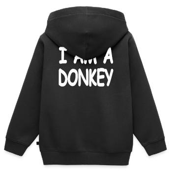 âne - Sweat Premium à capuche zippé enfant bio - noir - Dos - AI Model Kid Male (0cm)