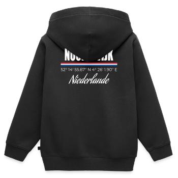 Noordwijk - Kinder Premium Organic Zip Hoodie - Schwarz - Hinten - AI Model Kid Male (0cm)