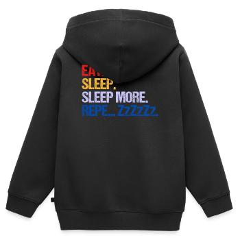 MANGER DORMIR DORMIR DORMIR PLUS ZzZzZ - Sweat Premium à capuche zippé enfant bio - noir - Dos - AI Model Kid Male (0cm)