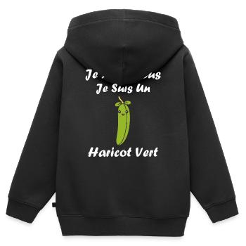 haricot vert - Sweat Premium à capuche zippé enfant bio - noir - Dos - AI Model Kid Male (0cm)