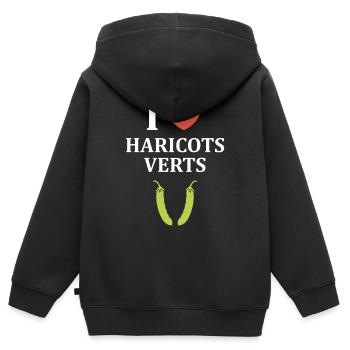 haricot vert - Sweat Premium à capuche zippé enfant bio - noir - Dos - AI Model Kid Male (0cm)