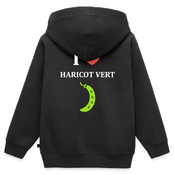 haricot vert - Sweat Premium à capuche zippé enfant bio - noir - Dos - AI Model Kid Male (0cm)