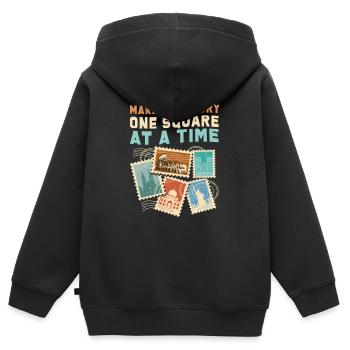 Stamps Philatelist Stamp Collection - Kids Premium Organic Zip-up Hoodie - black - Back - AI Model Kid Male (0cm)