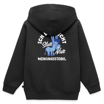 Nicht stur nur Meinungsstabil - Kinder Premium Organic Zip Hoodie - Schwarz - Hinten - AI Model Kid Male (0cm)