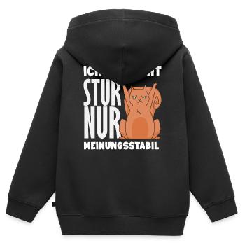 Nicht stur nur Meinungsstabil - Kinder Premium Organic Zip Hoodie - Schwarz - Hinten - AI Model Kid Male (0cm)