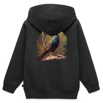 Faisans Faisan - Sweat Premium à capuche zippé enfant bio - noir - Dos - AI Model Kid Male (0cm)