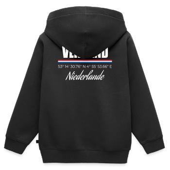 Vlieland - Kinder Premium Organic Zip Hoodie - Schwarz - Hinten - AI Model Kid Male (0cm)
