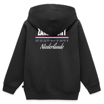 Zandvoort - Kinder Premium Organic Zip Hoodie - Schwarz - Hinten - AI Model Kid Male (0cm)