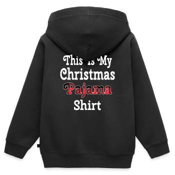 Voici mon t-shirt de pyjama de Noël - Sweat Premium à capuche zippé enfant bio - noir - Dos - AI Model Kid Male (0cm)