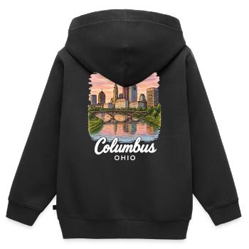 Columbus, Ohio - Sweat Premium à capuche zippé enfant bio - noir - Dos - AI Model Kid Male (0cm)