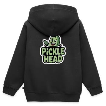 Pickle Head Gurken Cartoon Lustiger Humor - Kinder Premium Organic Zip Hoodie - Schwarz - Hinten - AI Model Kid Male (0cm)