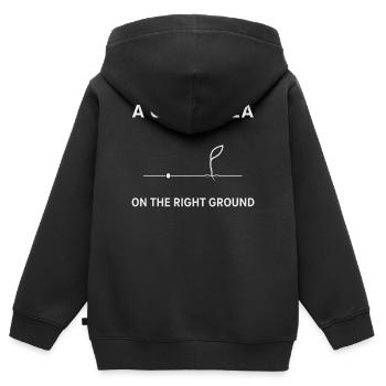Ideen am richtigen Ort. - Kinder Premium Organic Zip Hoodie - Schwarz - Hinten - AI Model Kid Male (0cm)
