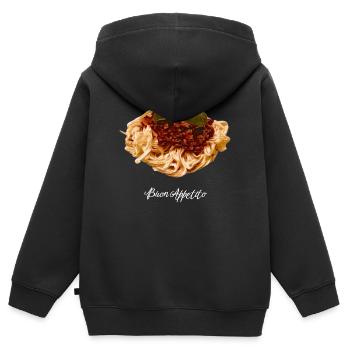 spaghettis - Sweat Premium à capuche zippé enfant bio - noir - Dos - AI Model Kid Male (0cm)