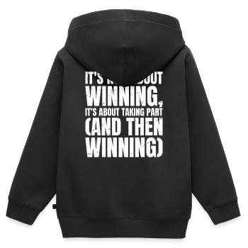 Ce n’est pas une question de gagner, c’est de participer - Sweat Premium à capuche zippé enfant bio - noir - Dos - AI Model Kid Male (0cm)