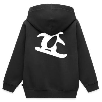 Minimalistischer Pinguin Snowboard Winterurlaub - Kinder Premium Organic Zip Hoodie - Schwarz - Hinten - AI Model Kid Male (0cm)