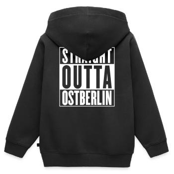 Straight outta Ostberlin (Farbe änderbar) - Kinder Premium Organic Zip Hoodie - Schwarz - Hinten - AI Model Kid Male (0cm)