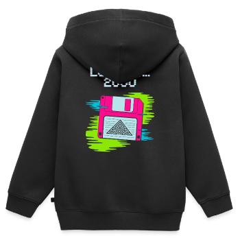 Disquette Nostalgie 2000 - Sweat Premium à capuche zippé enfant bio - noir - Dos - AI Model Kid Male (0cm)