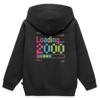 Chargement de l’écran de chargement de 2000 pixels - Sweat Premium à capuche zippé enfant bio - noir - Dos - AI Model Kid Male (0cm)