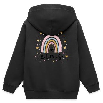 First Birthday Rainbows | 1 year old girl - Kids Premium Organic Zip-up Hoodie - black - Back - AI Model Kid Male (0cm)