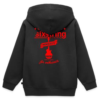 Sixstring Streetwear - Kinder Premium Organic Zip Hoodie - Schwarz - Hinten - AI Model Kid Male (0cm)