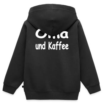 Oma - Kinder Premium Organic Zip Hoodie - Schwarz - Hinten - AI Model Kid Male (0cm)