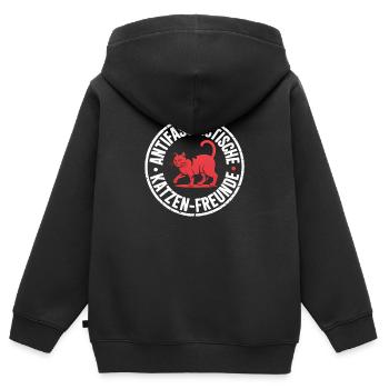 Antifaschistische Katzen Freunde - Gegen Rechts - Kinder Premium Organic Zip Hoodie - Schwarz - Hinten - AI Model Kid Male (0cm)