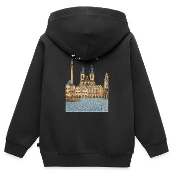 Prag - Kinder Premium Organic Zip Hoodie - Schwarz - Hinten - AI Model Kid Male (0cm)