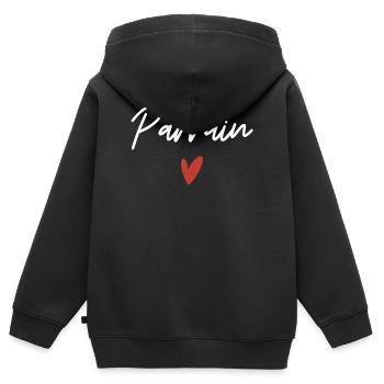 Pate Herz Geschenkidee - Kinder Premium Organic Zip Hoodie - Schwarz - Hinten - AI Model Kid Male (0cm)