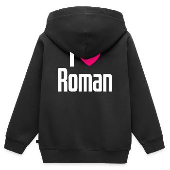 I Love Roman Pinkes Herz Ich liebe Roman - Kinder Premium Organic Zip Hoodie - Schwarz - Hinten - AI Model Kid Male (0cm)