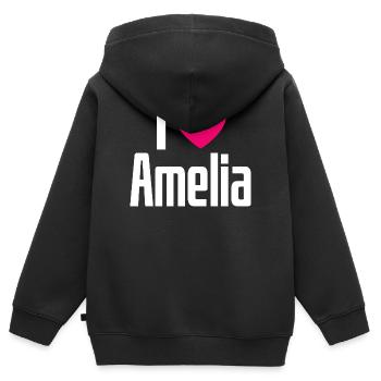 I Love Amelia Pinkes Herz Ich liebe Amelia - Kinder Premium Organic Zip Hoodie - Schwarz - Hinten - AI Model Kid Male (0cm)