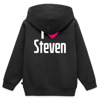 I Love Steven Pinkes Herz Ich liebe Steven - Kinder Premium Organic Zip Hoodie - Schwarz - Hinten - AI Model Kid Male (0cm)