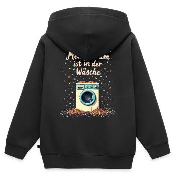 Mein Kostüm ist in der Wäsche Karneval Kein Kostüm - Kinder Premium Organic Zip Hoodie - Schwarz - Hinten - AI Model Kid Male (0cm)