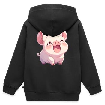 Cochon Cochon - Sweat Premium à capuche zippé enfant bio - noir - Dos - AI Model Kid Male (0cm)