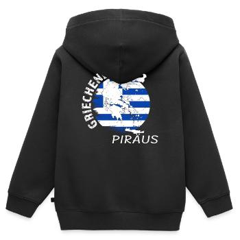 Pirée - Sweat Premium à capuche zippé enfant bio - noir - Dos - AI Model Kid Male (0cm)