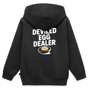 Teuflischer Eierhändler - Kinder Premium Organic Zip Hoodie - Schwarz - Hinten - AI Model Kid Male (0cm)